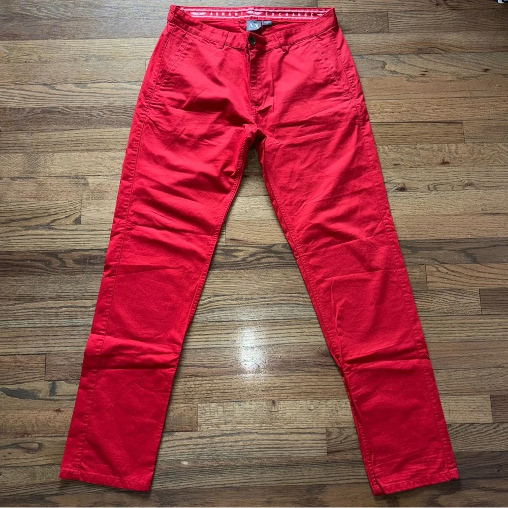A|X Armani Exchange Men’s Red Pants 100% Cotton Size 33 - Picture 2 of 14